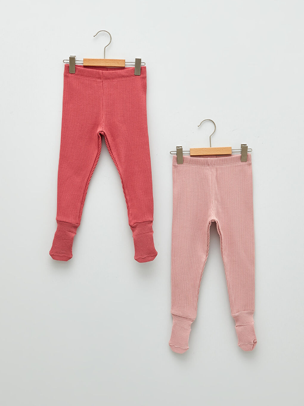 LCW baby Elastic Waist Baby Girl Pajama Bottoms with Socks 2-Pack -W1JL71Z1-PDY