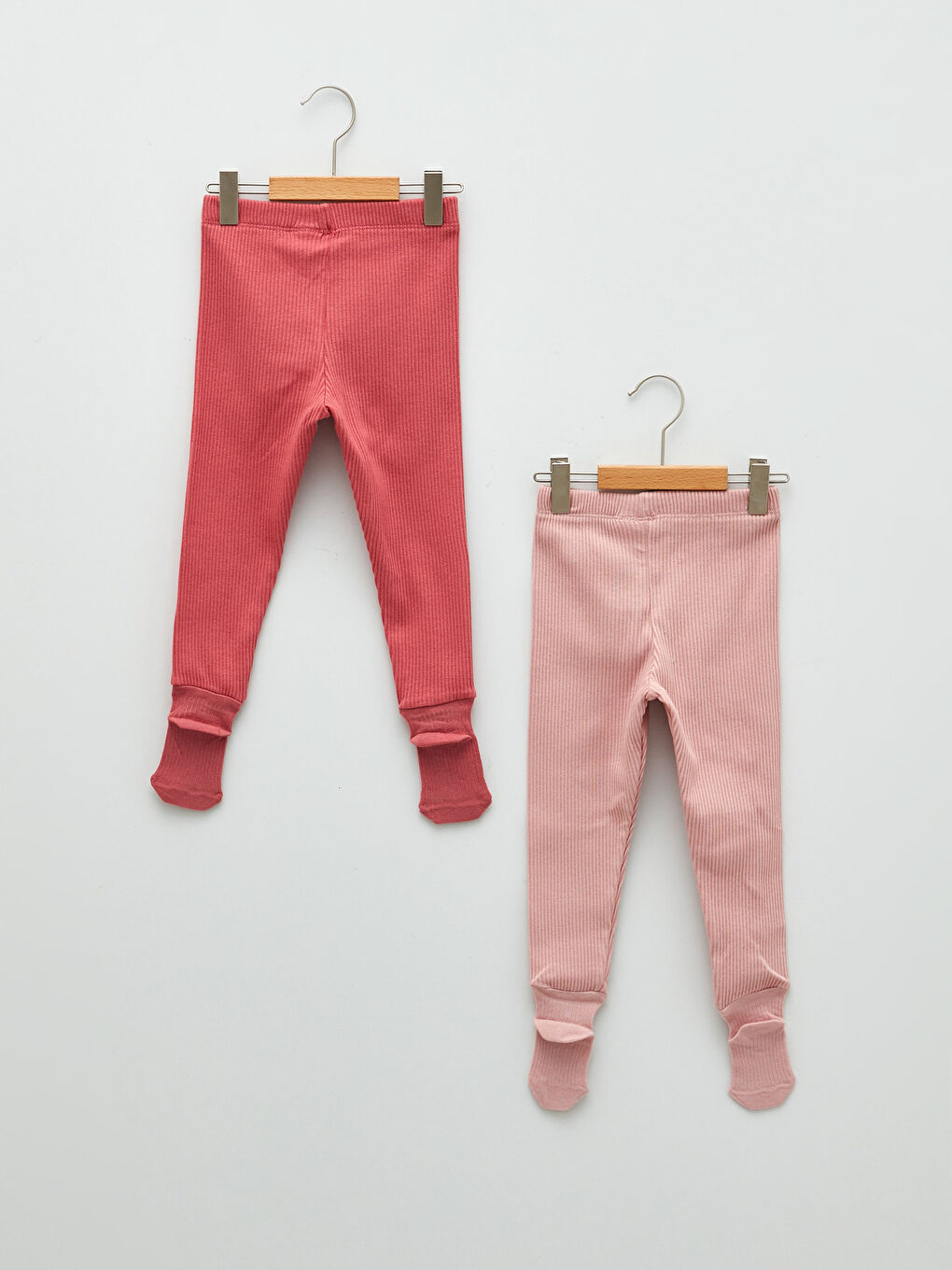 LCW baby Elastic Waist Baby Girl Pajama Bottoms with Socks 2-Pack -W1JL71Z1-PDY
