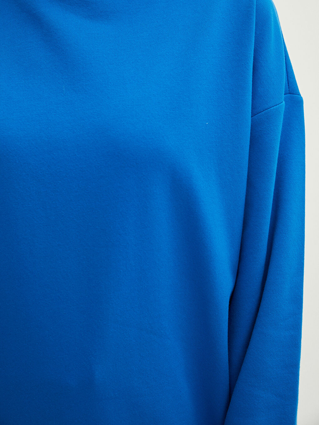 Mavi Kapüşonlu Düz Uzun Kollu Kadın Sweatshirt-3