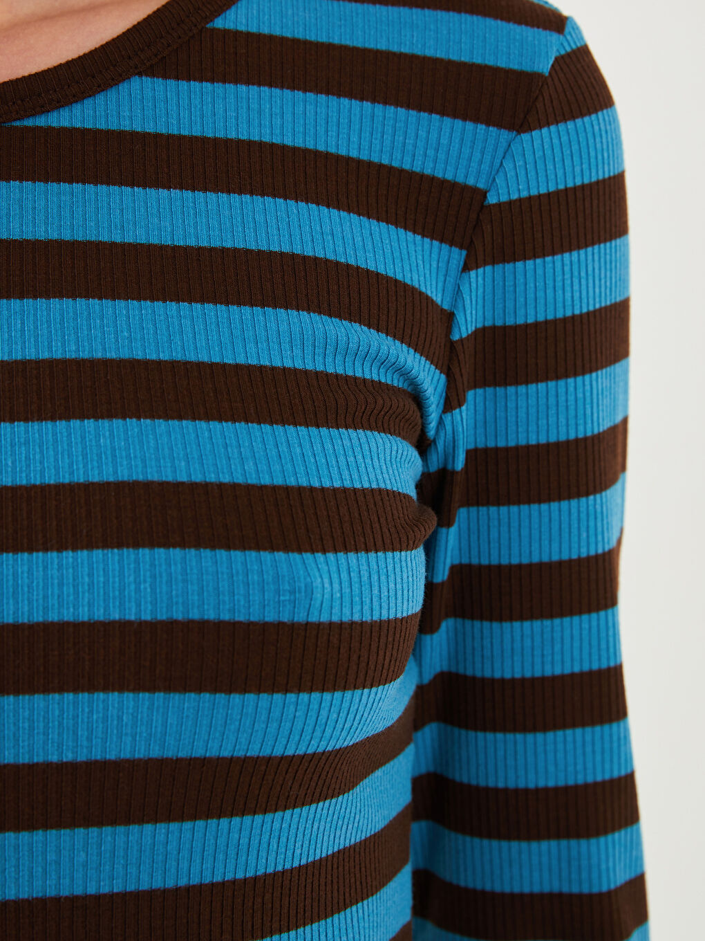 XSIDE Crew Neck Striped Long Sleeve Women's Crop Sweater -W1JM41Z8-HGT