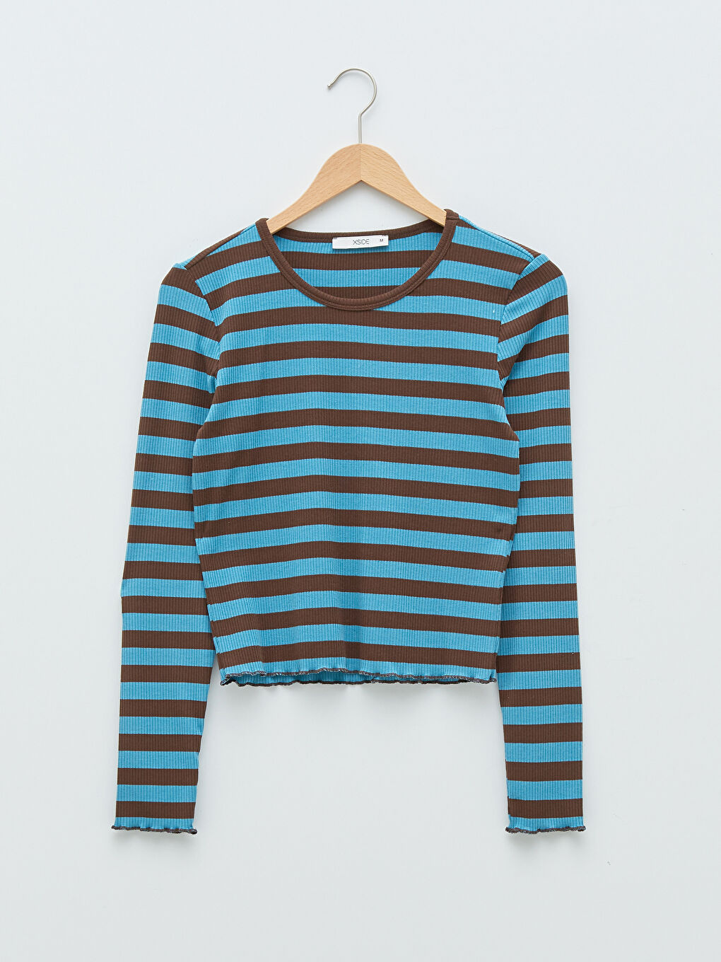 XSIDE Crew Neck Striped Long Sleeve Women's Crop Sweater -W1JM41Z8-HGT