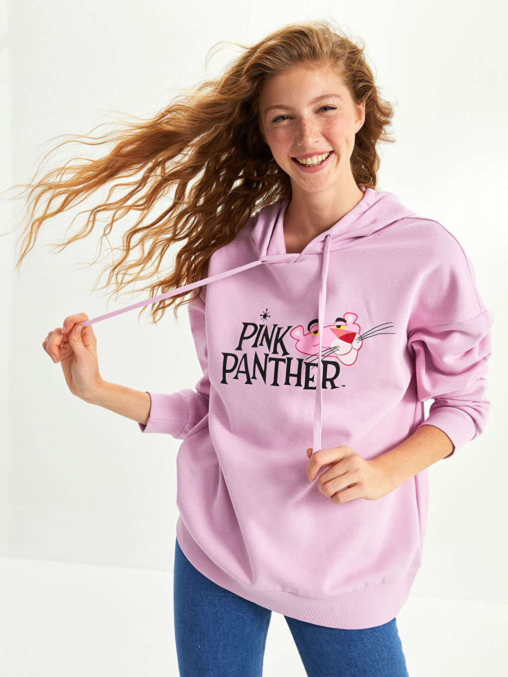 XSIDE Hooded Pink Panther Printed Women's Thick Sweatshirt -W1JM56Z8-G6L