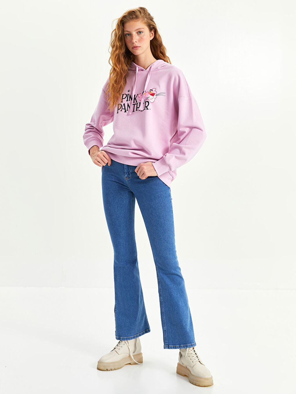 XSIDE Hooded Pink Panther Printed Women's Thick Sweatshirt -W1JM56Z8-G6L