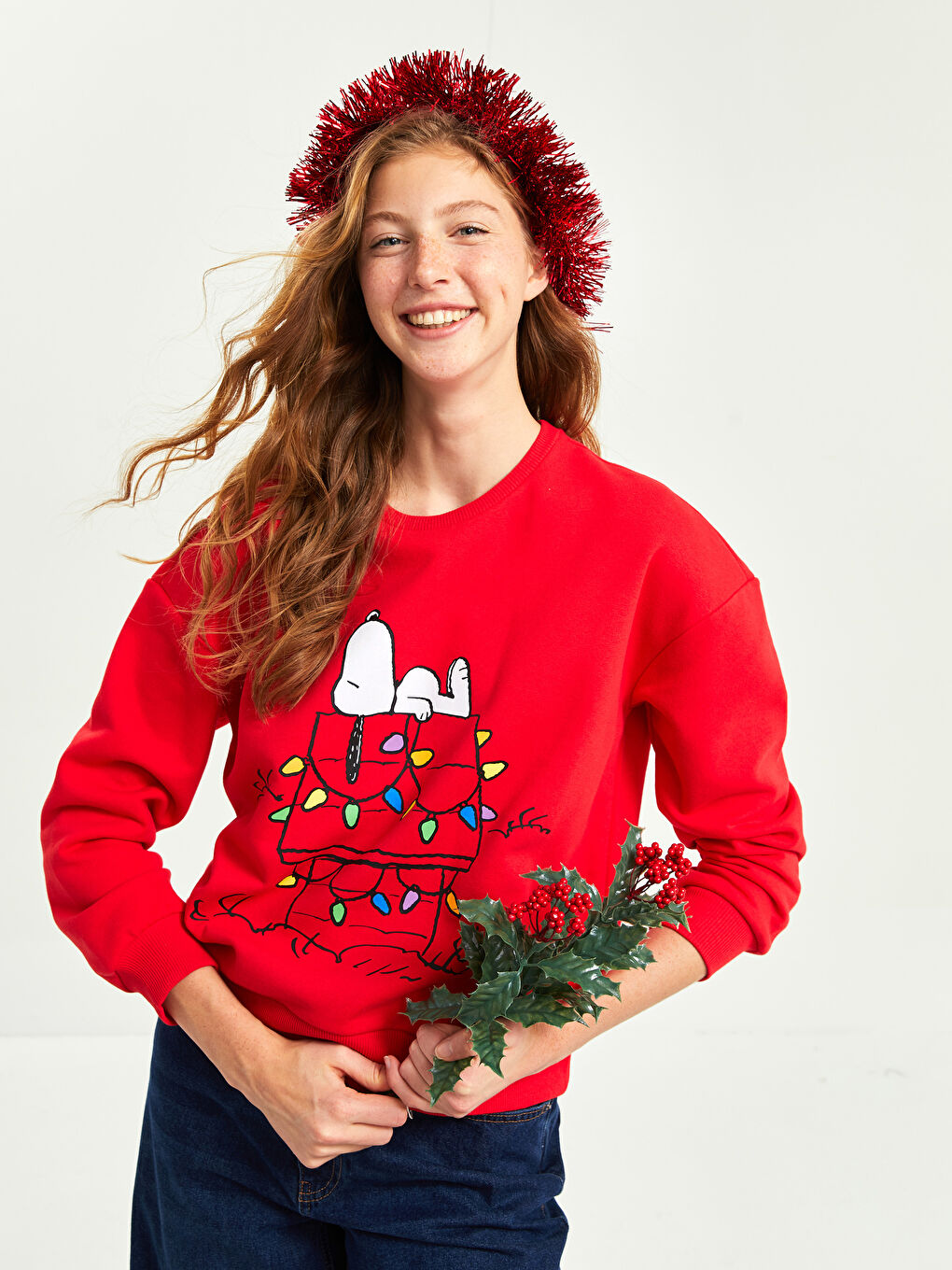 Hanorac Gros Imprimat Snoopy Guler Rotund pentru Femei