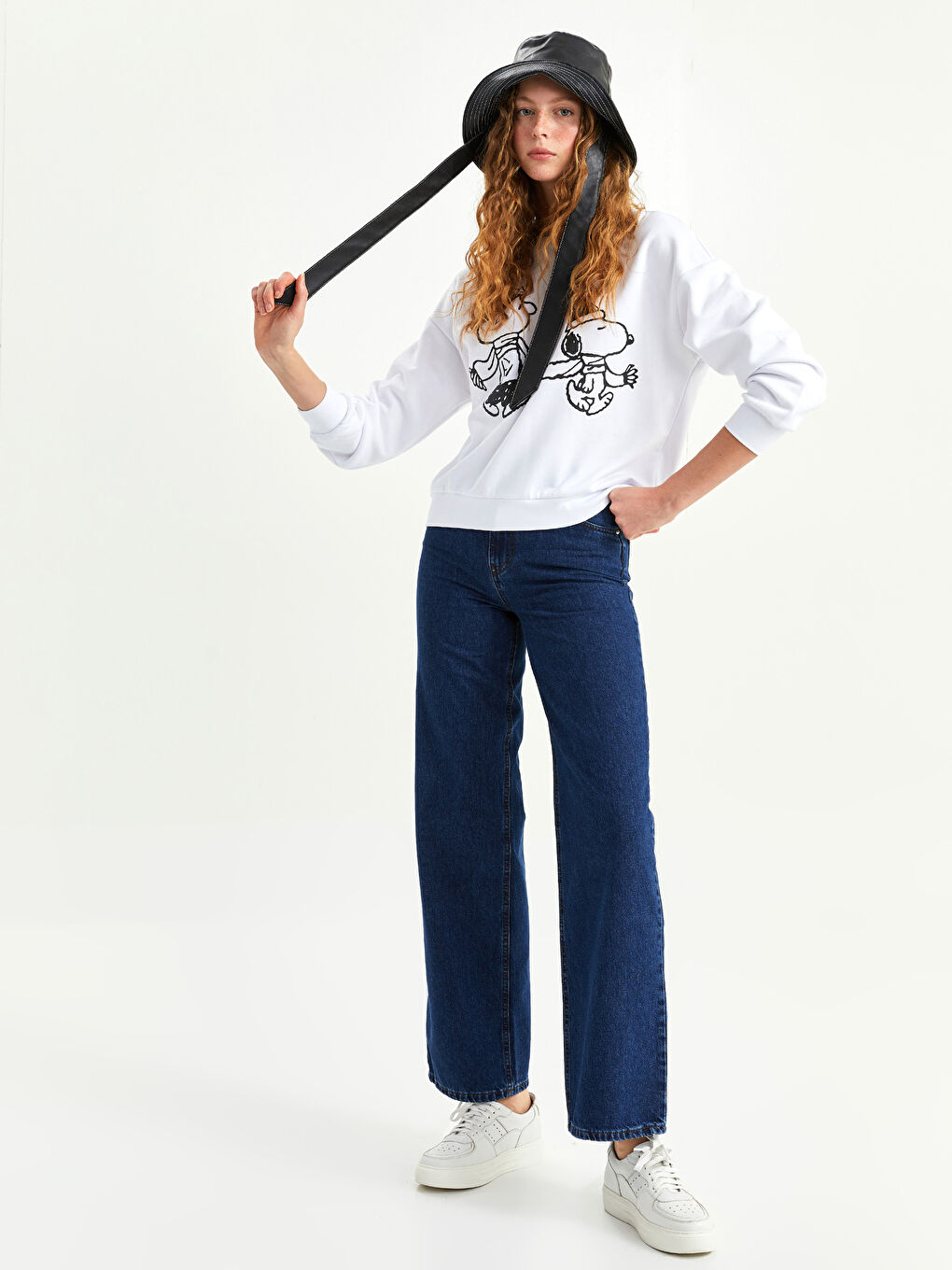 Hanorac Gros Imprimat Snoopy Guler Rotund pentru Femei-2