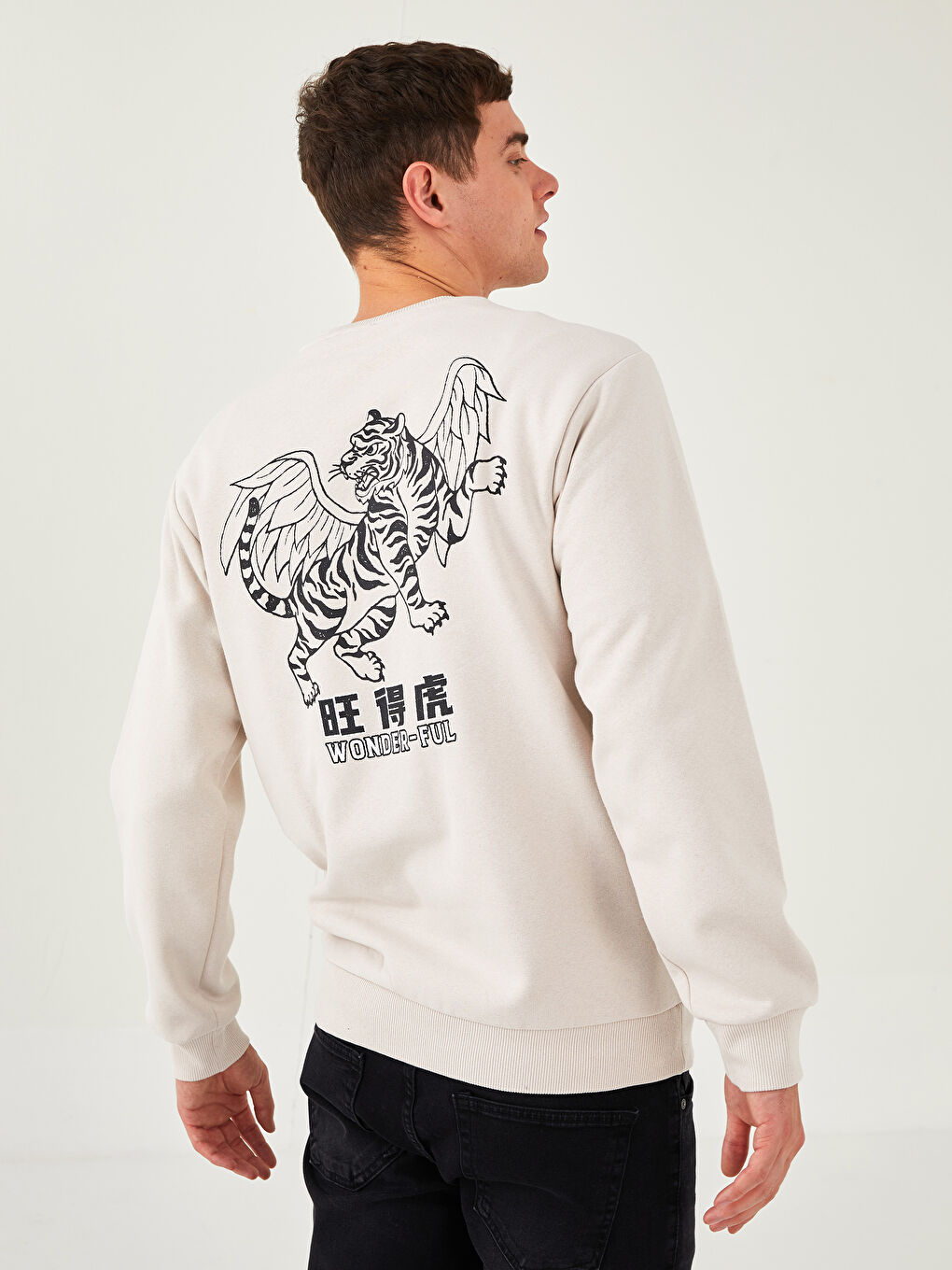 Crew Neck Long Sleeve Mickey Mouse Printed Men's Sweatshirt-4