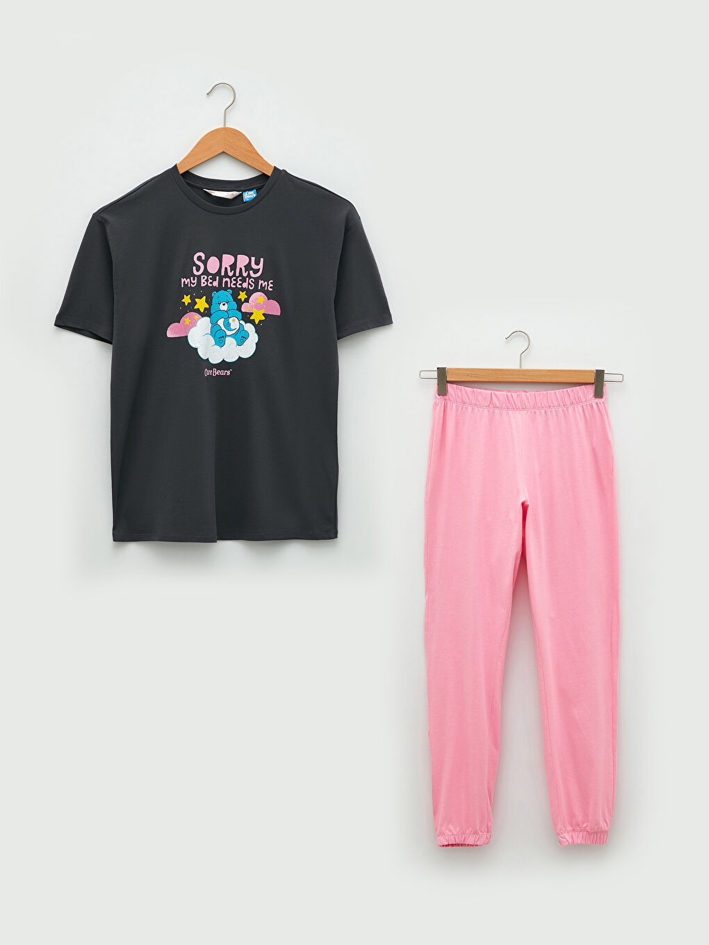LCW DREAM Crew Neck Care Bears Printed Short Sleeve Cotton Women's Pajamas Set -W1JM71Z8-GA5