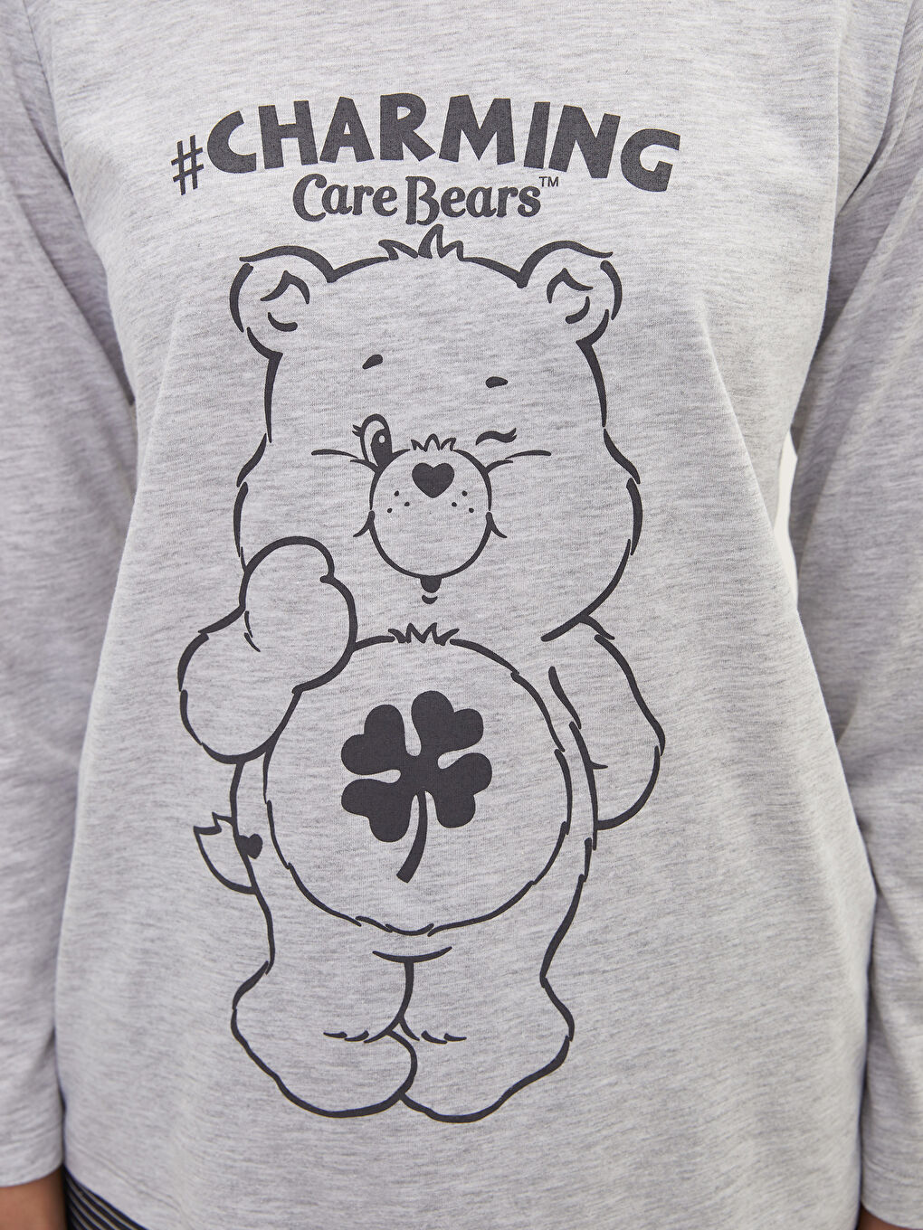 Antrasit Bisiklet Yaka Care Bears Baskılı Uzun Kollu Kadın Pijama Takımı-3