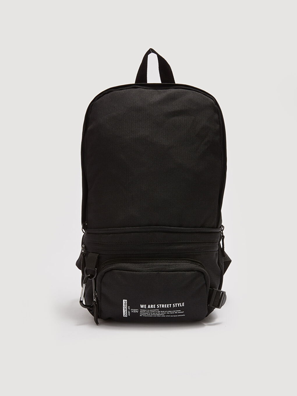 Siyah Yazı Baskılı Fonksiyonel Erkek Sırt Çantası-3