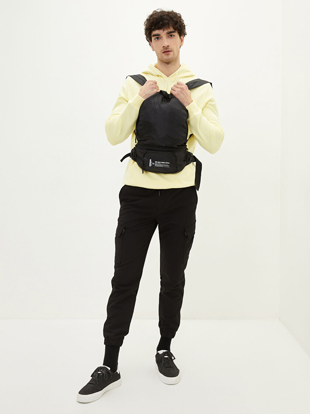 Мужской рюкзак с поясной сумкой с буквенным принтом-1