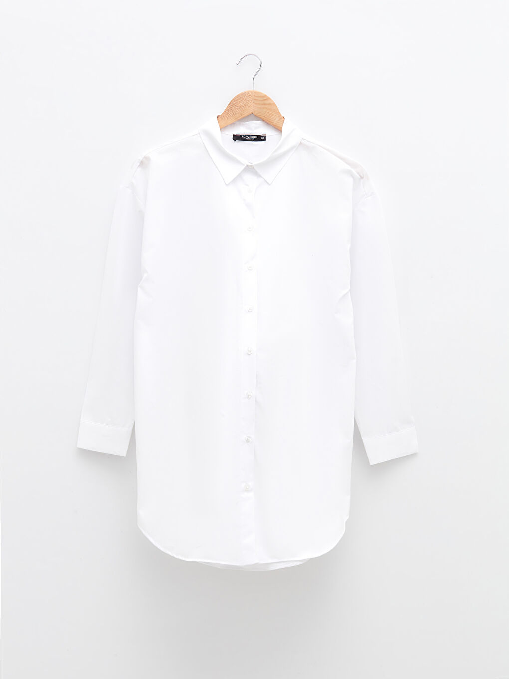 Beyaz Düz Uzun Kollu Hamile Gömlek Tunik-5