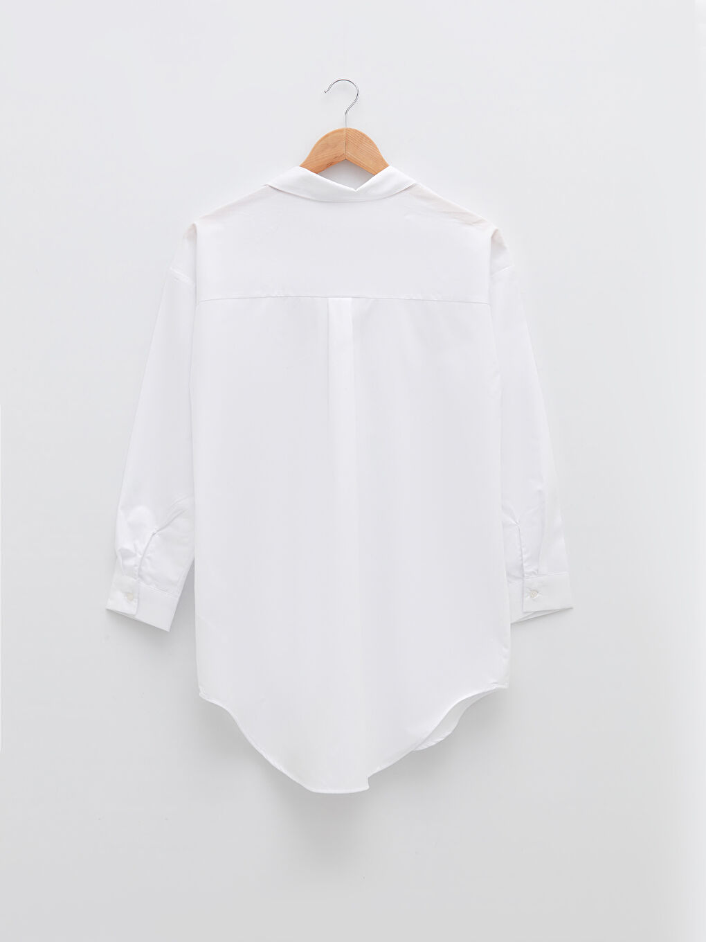 Beyaz Düz Uzun Kollu Hamile Gömlek Tunik-6