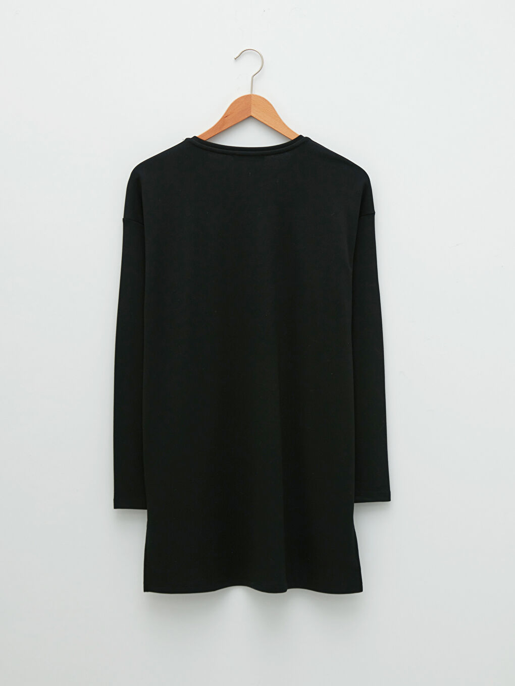 Siyah Bisiklet Yaka Nakışlı Uzun Kollu Kadın Tunik-5