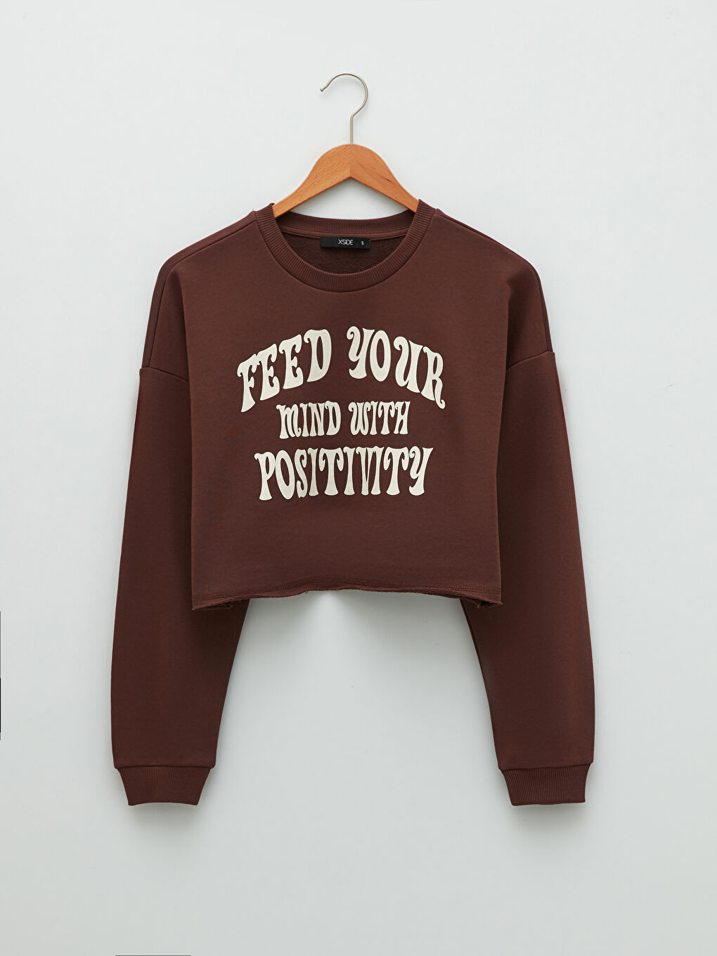 XSIDE Rundhalsausschnitt Slogan Bedruckt Langarm Damen Sweatshirt -W1JN06Z8-HGT