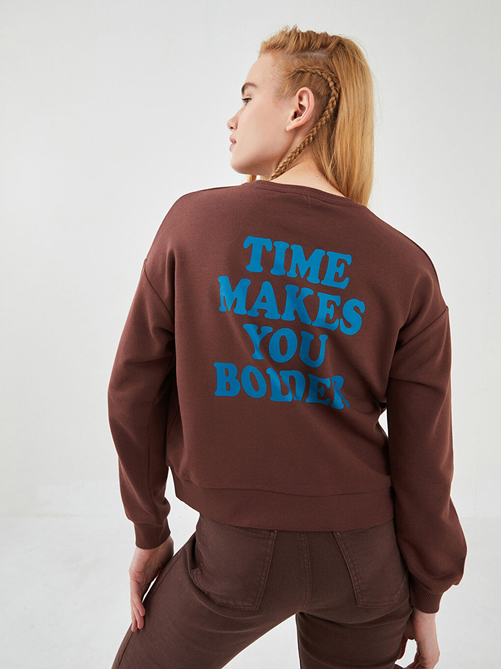 Crew Neck Slogan Printed Long Sleeve Women's Sweatshirt-3