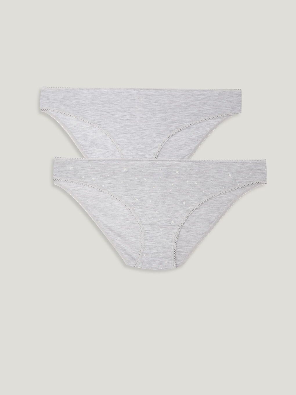 Gri Yıldız Desenli Bikini Külot 2'li Paket