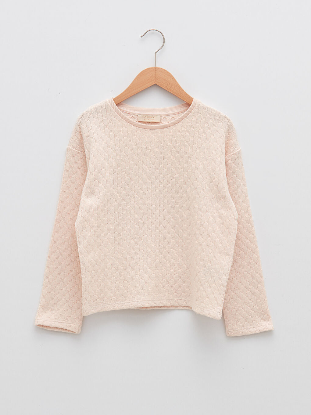 Crew Neck Self Patterned Long Sleeve Girl Sweatshirt-4