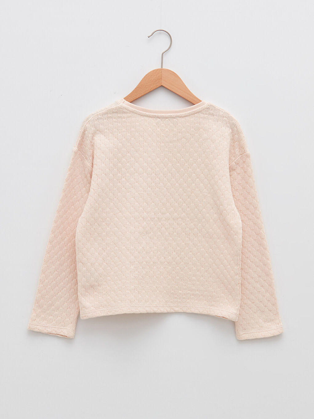 Crew Neck Self Patterned Long Sleeve Girl Sweatshirt-5