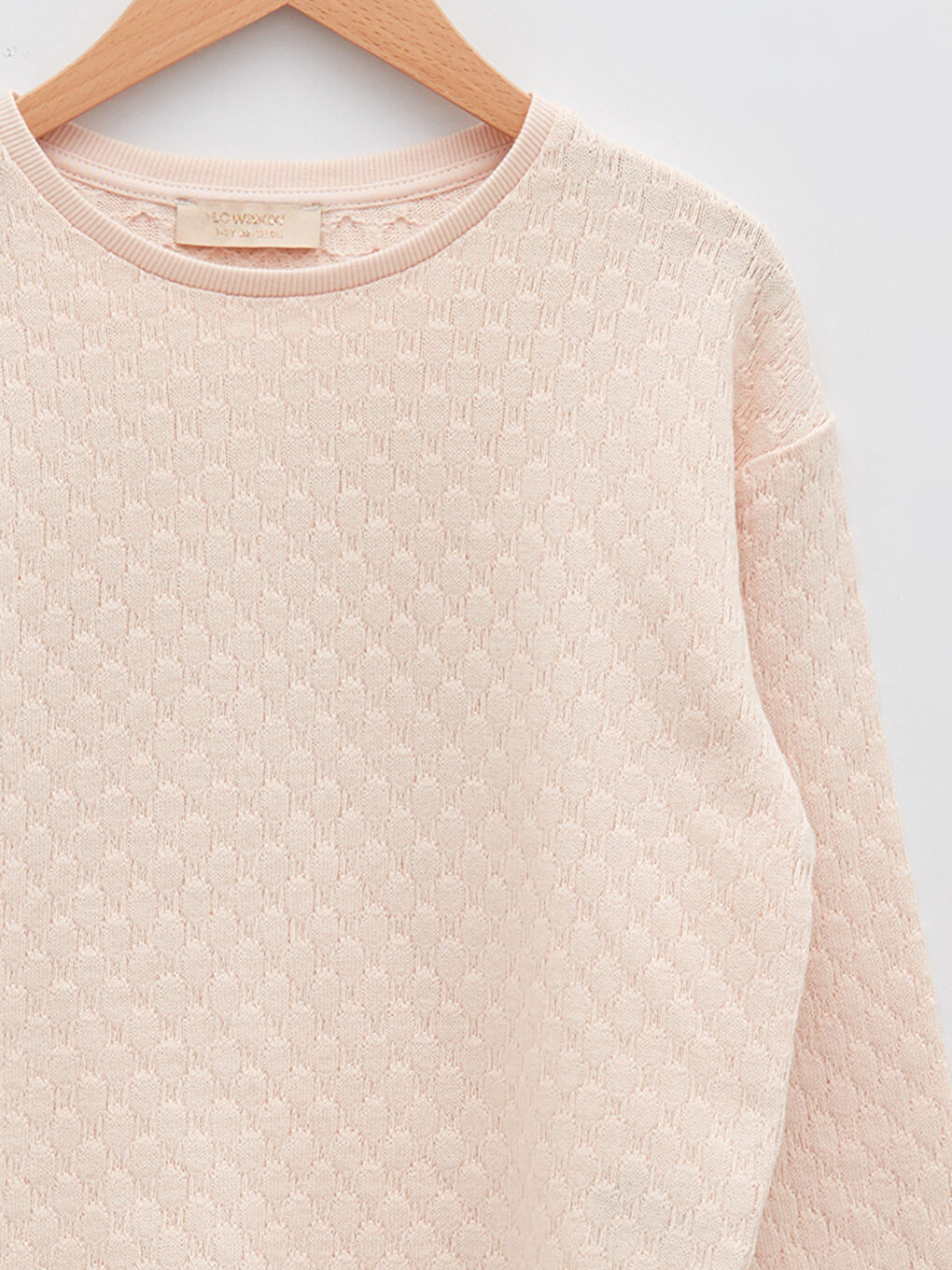 Crew Neck Self Patterned Long Sleeve Girl Sweatshirt-6