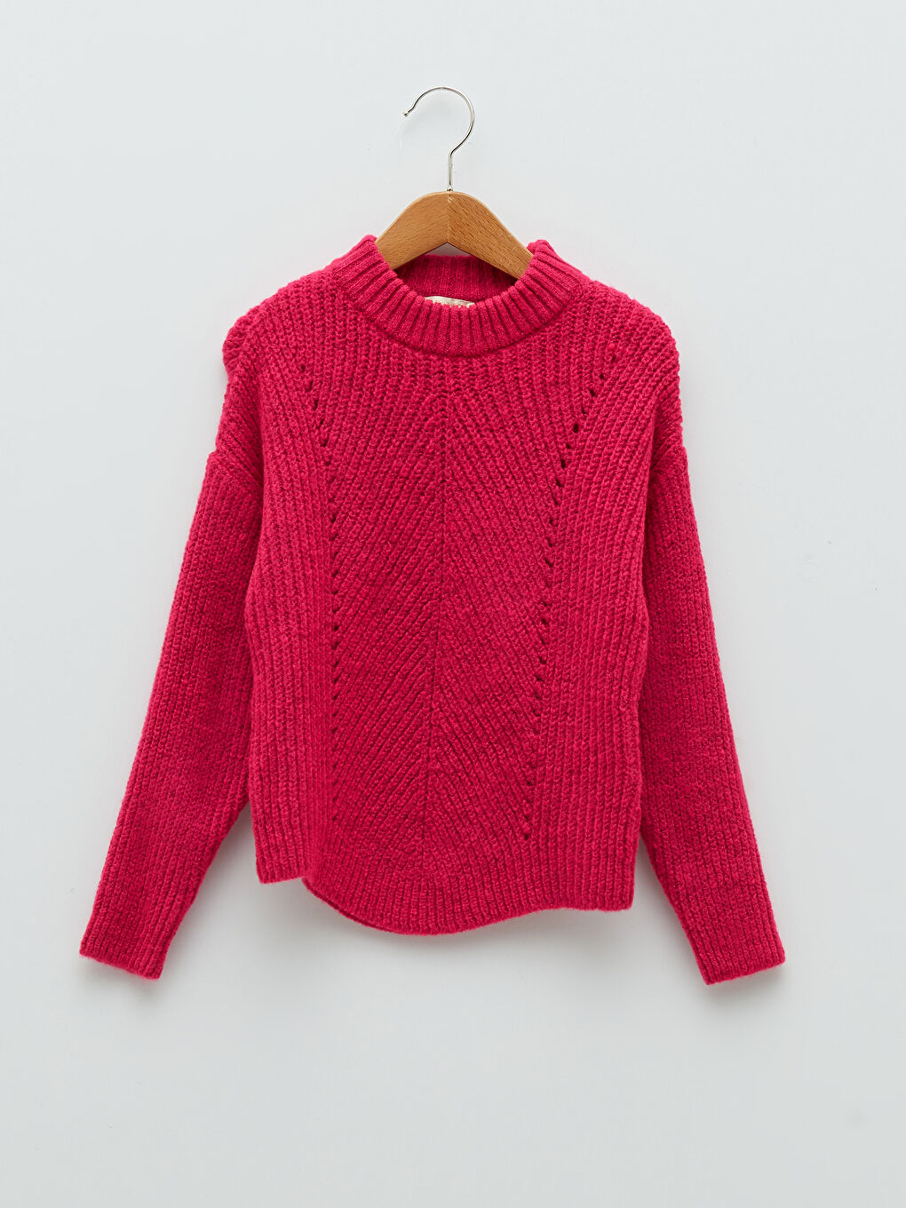 Свитер из трикотажа с длинным рукавом, круглым вырезом и узорчатым рисунком для девочек-4