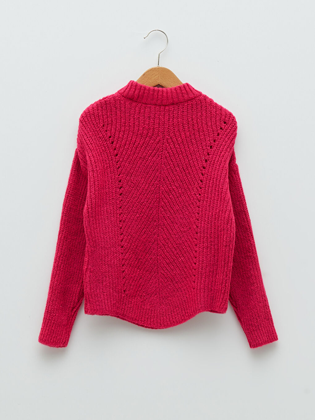 Свитер из трикотажа с длинным рукавом, круглым вырезом и узорчатым рисунком для девочек-5