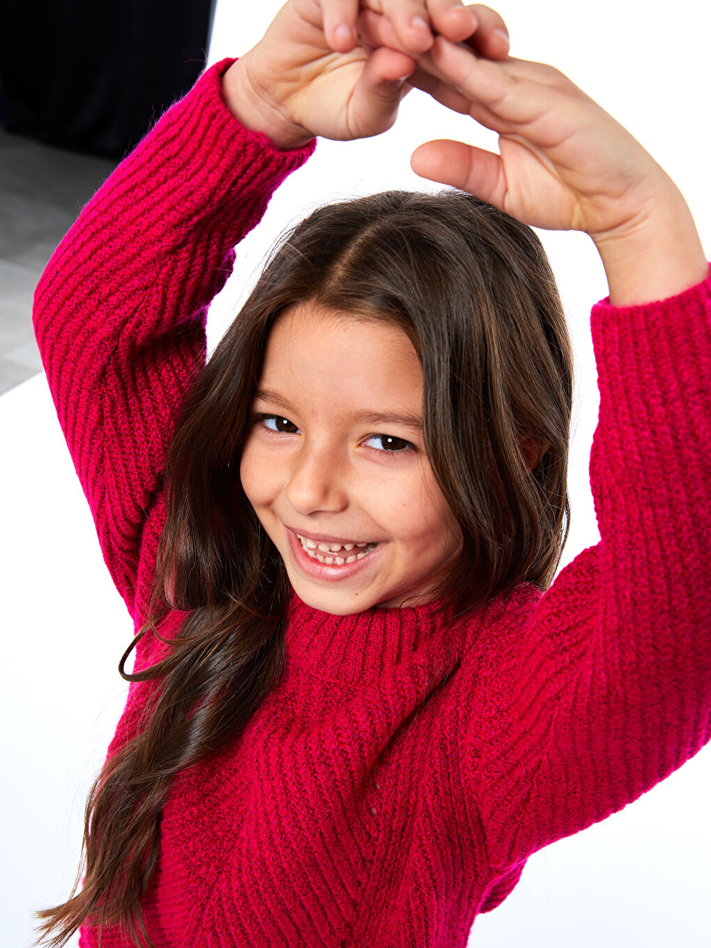 Свитер из трикотажа с длинным рукавом, круглым вырезом и узорчатым рисунком для девочек-2