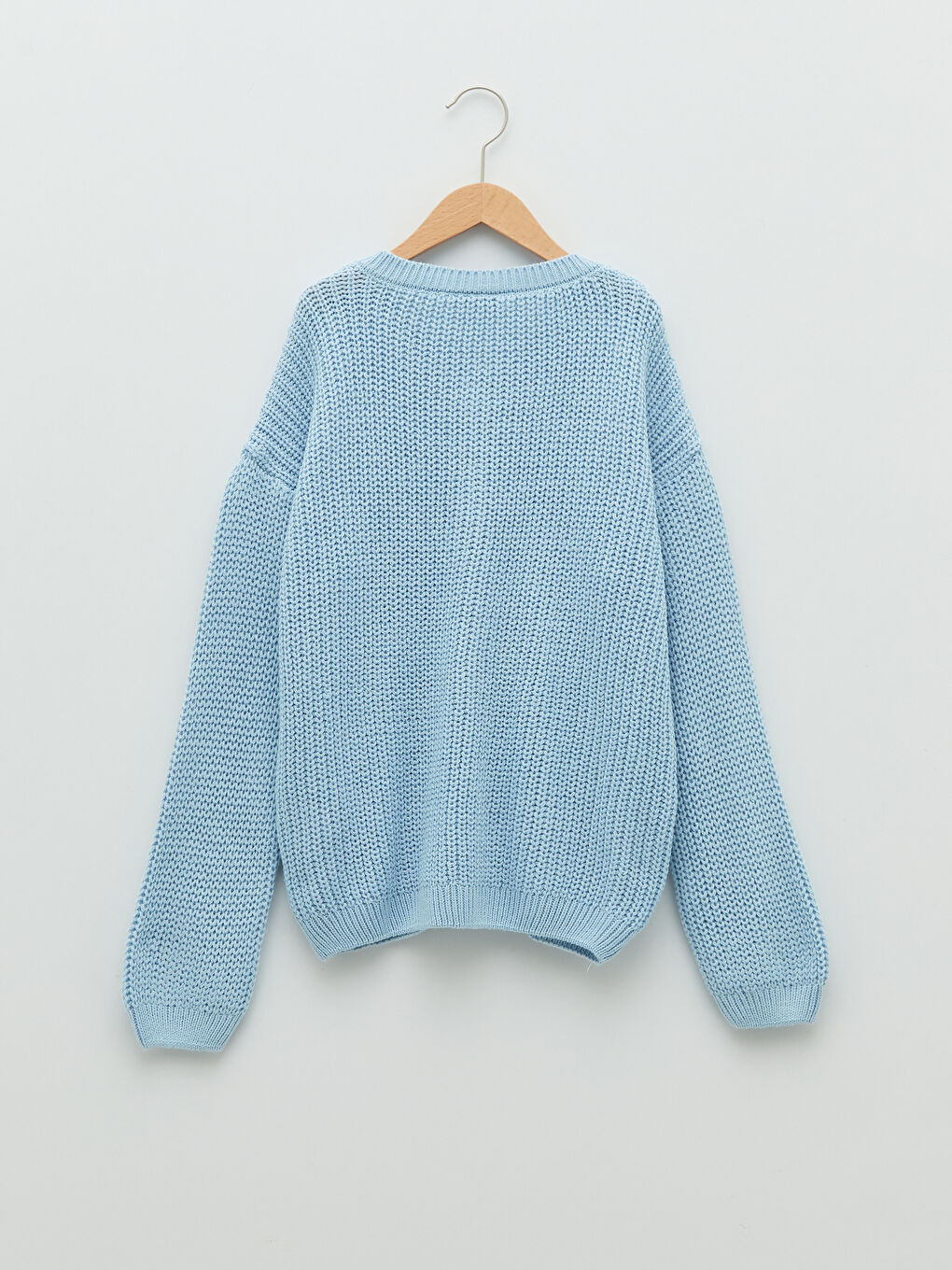 Mavi Bisiklet Yaka Kendinden Desenli Uzun Kollu Kız Çocuk Triko Hırka-4