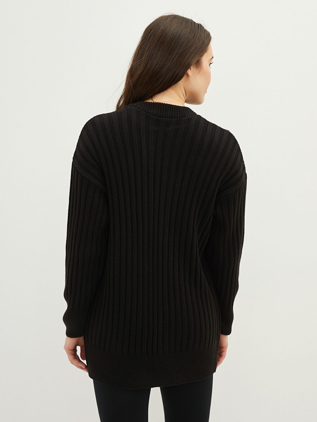 Siyah V Yaka Düz Uzun Kollu Hamile Triko Hırka-5