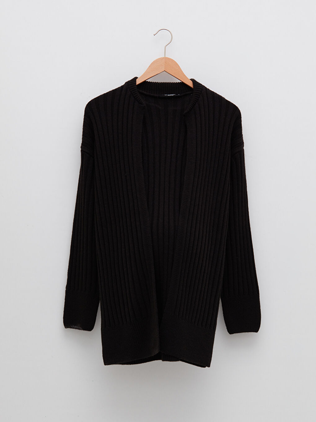 Siyah V Yaka Düz Uzun Kollu Hamile Triko Hırka-6