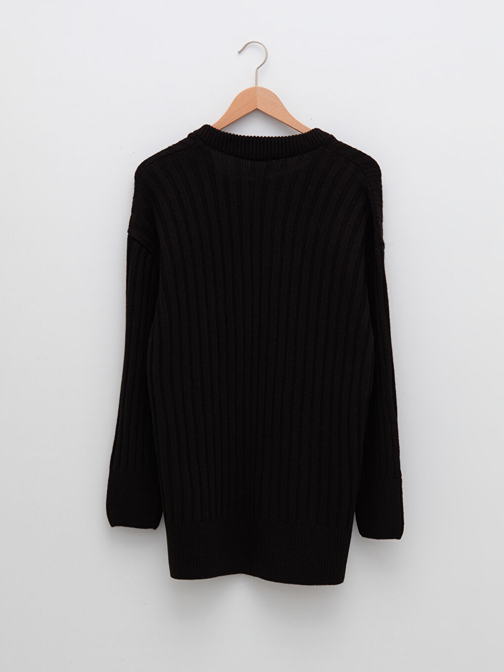 Siyah V Yaka Düz Uzun Kollu Hamile Triko Hırka-7