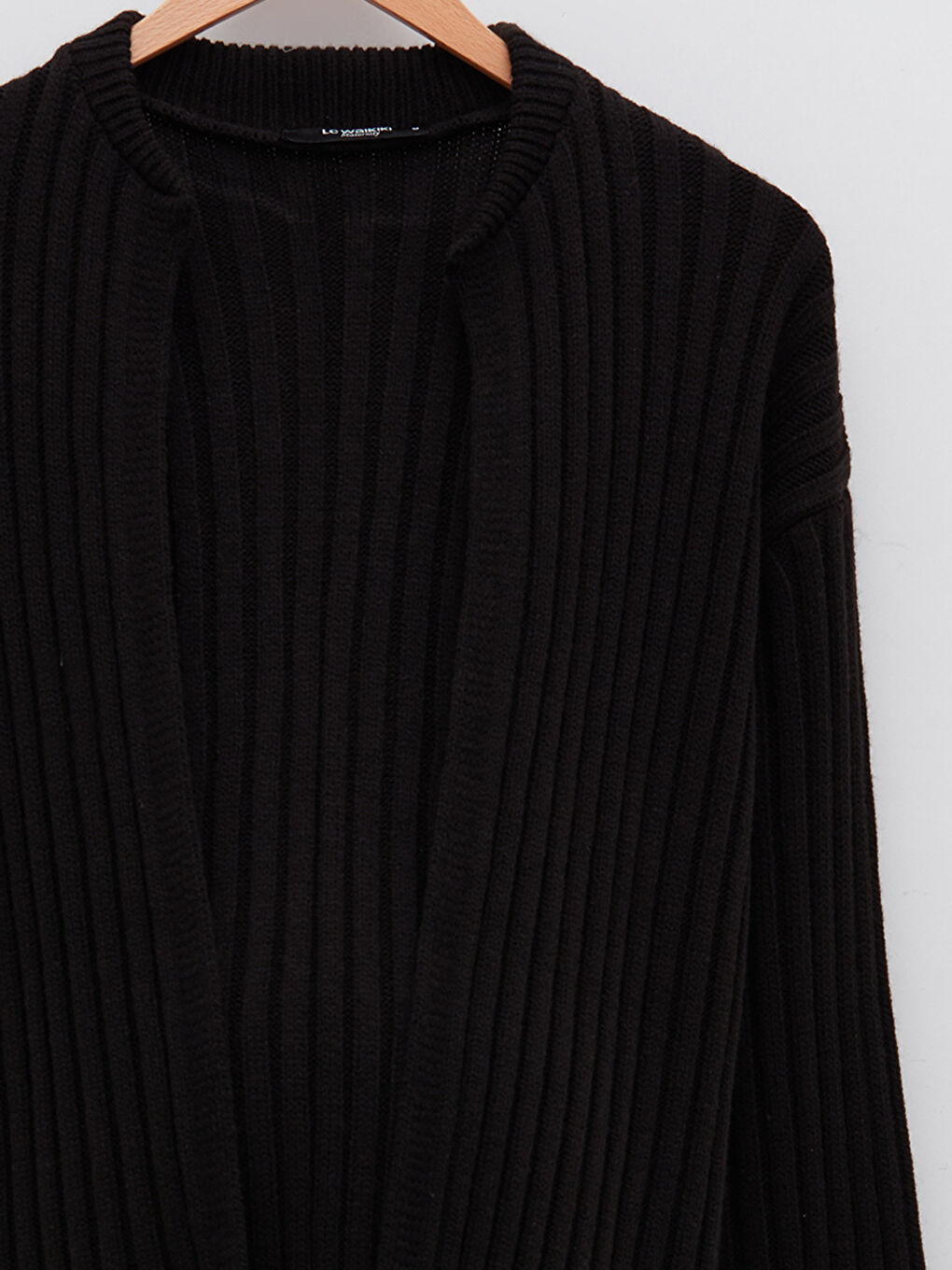 Siyah V Yaka Düz Uzun Kollu Hamile Triko Hırka-8