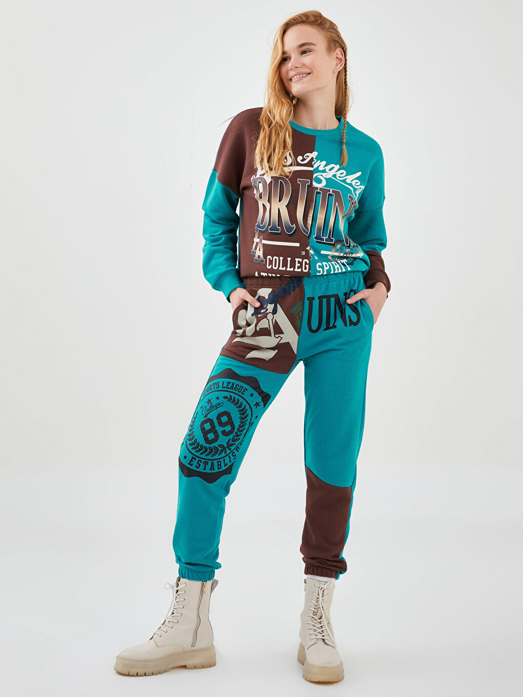 Elasticated Waist Printed Women's Jogger Sweatpants -W1JO25Z8-HGT