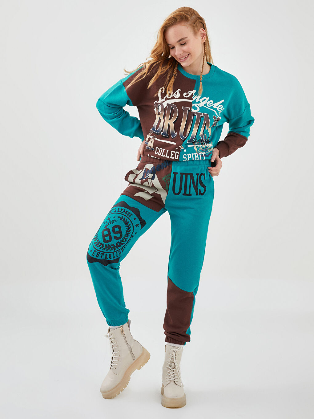Elasticated Waist Printed Women's Jogger Sweatpants -W1JO25Z8-HGT