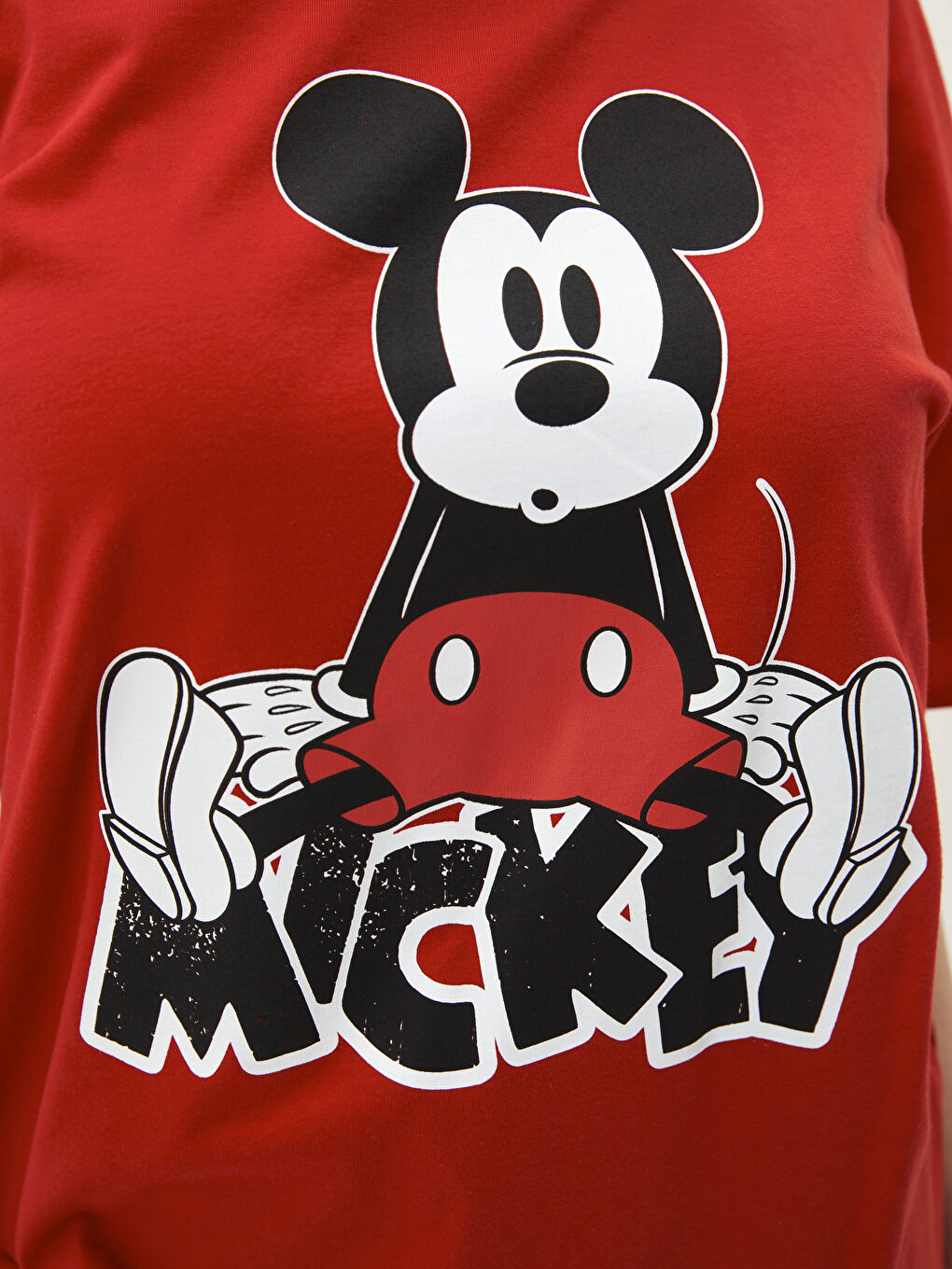 LC WAIKIKI Übergröße Rundhalsausschnitt Mickey Mouse Bedrucktes Kurzarm Baumwolle T-Shirt für Damen -W1JP11Z8-GZL