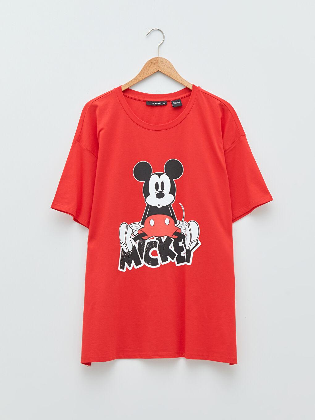 LC WAIKIKI Übergröße Rundhalsausschnitt Mickey Mouse Bedrucktes Kurzarm Baumwolle T-Shirt für Damen -W1JP11Z8-GZL