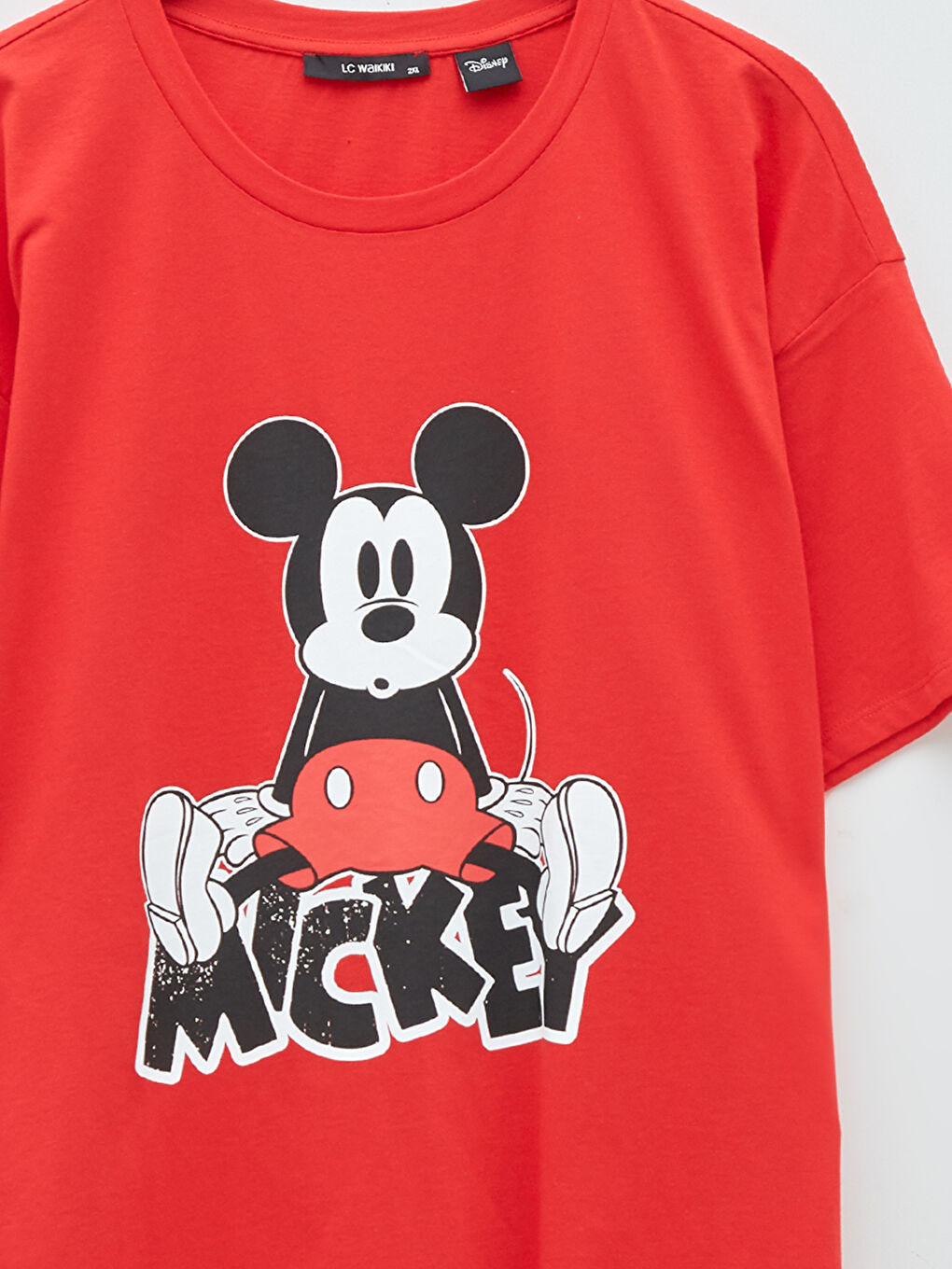 LC WAIKIKI Übergröße Rundhalsausschnitt Mickey Mouse Bedrucktes Kurzarm Baumwolle T-Shirt für Damen -W1JP11Z8-GZL
