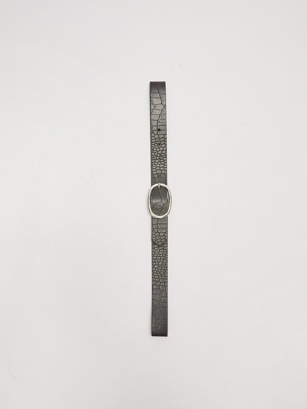 Siyah Deri Görünümlü Kendinden Desenli Kadın Kemer-1