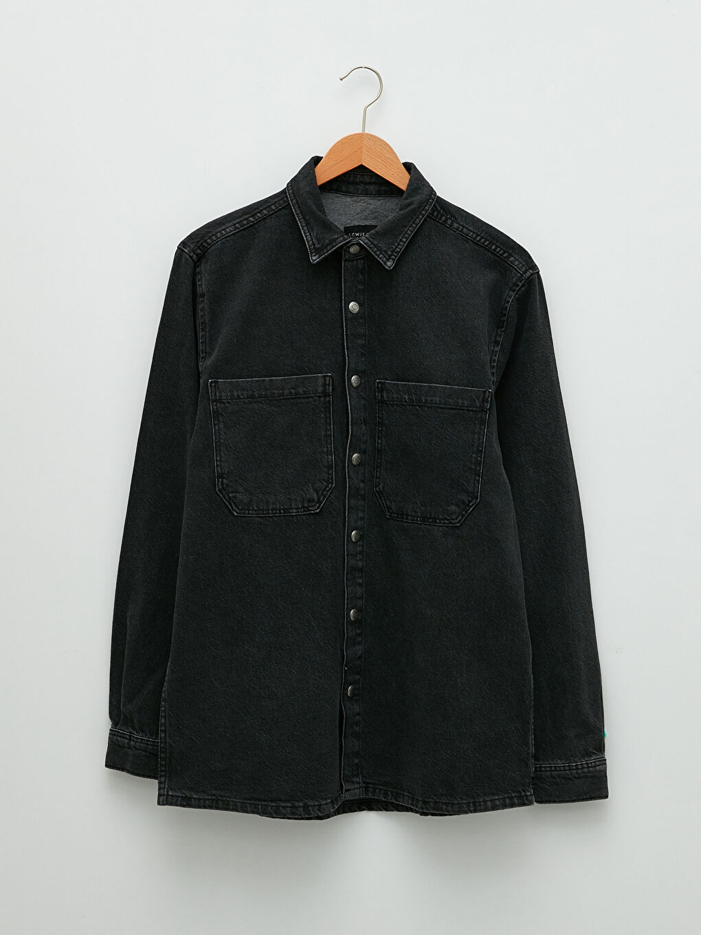 Siyah Standart Kalıp Erkek Jean Ceket-5