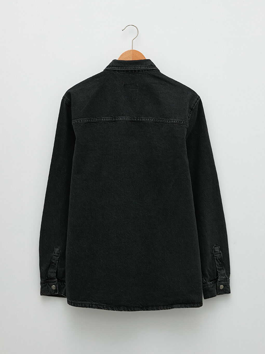 Siyah Standart Kalıp Erkek Jean Ceket-6