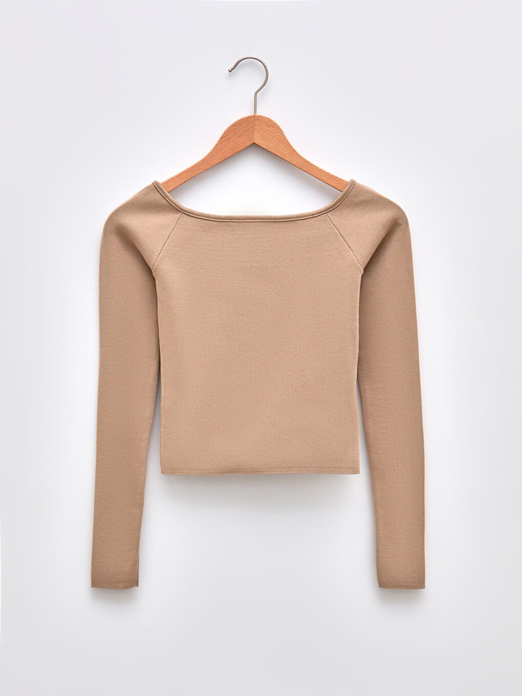 Slash Neck Plain Long Sleeve Women's Knitwear Sweater-5