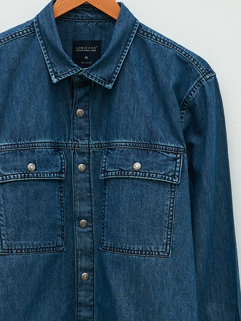 Relaxed Fit Long Sleeve Men's Denim Shirt-7