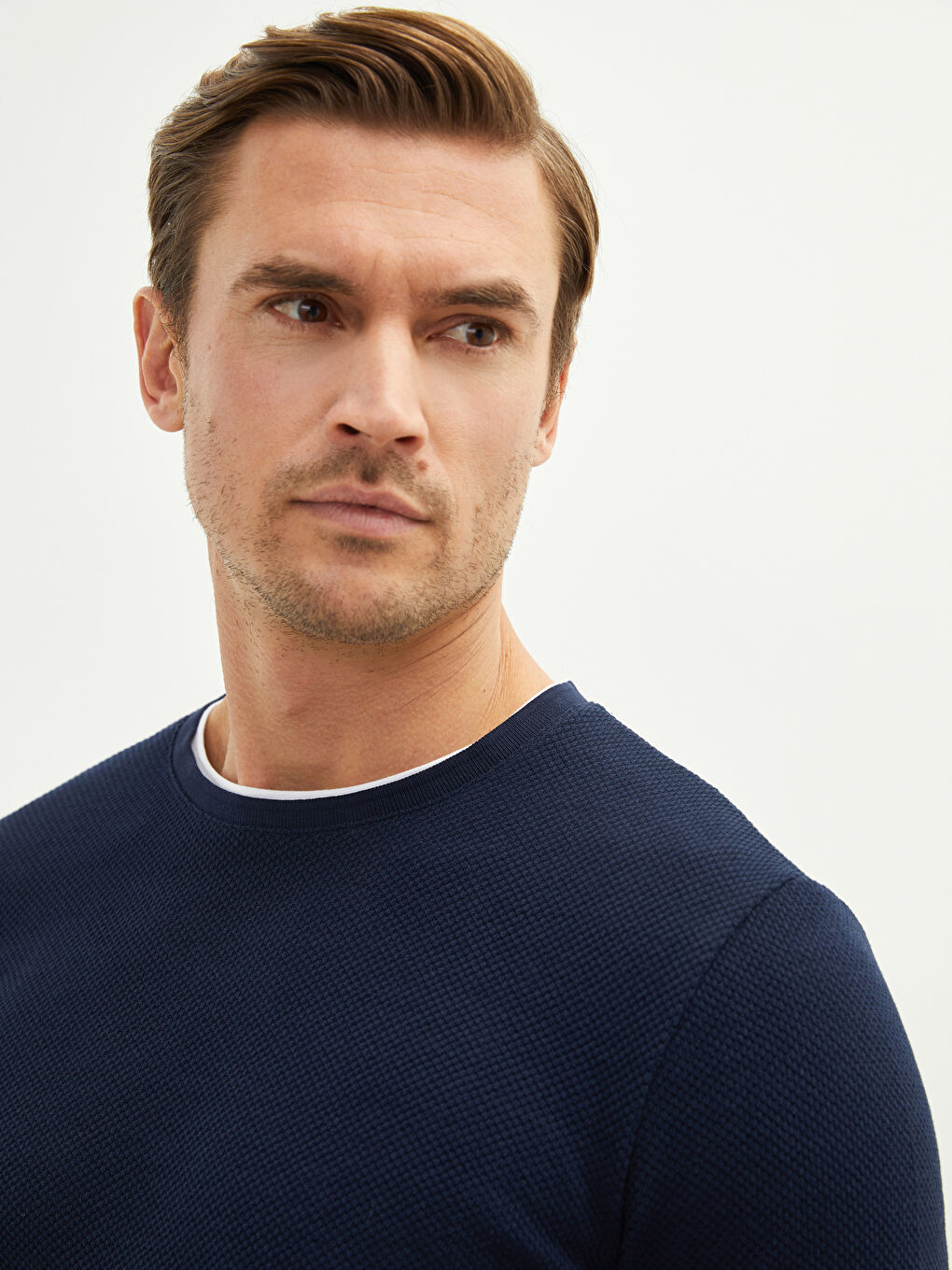 Lacivert Bisiklet Yaka Uzun Kollu Erkek Sweatshirt-3