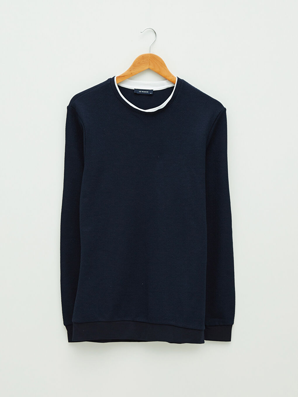 Lacivert Bisiklet Yaka Uzun Kollu Erkek Sweatshirt-5