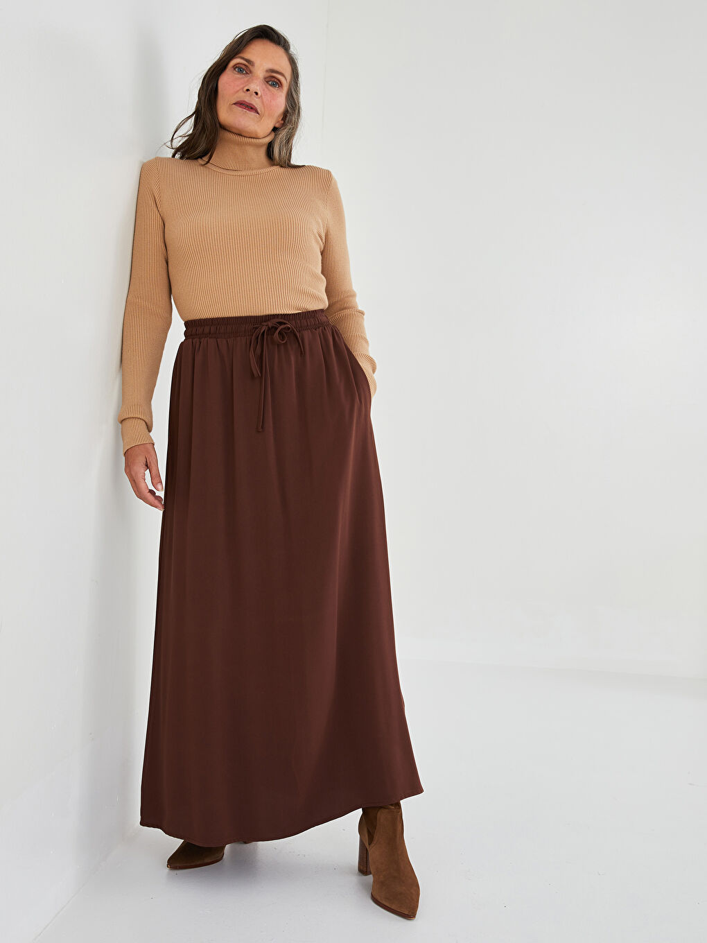 Elastic Waist Regular A-Cut Belmando Fabric Women's Skirt