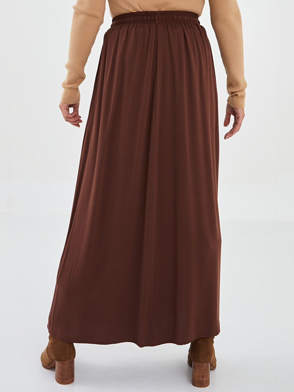 Elastic Waist Regular A-Cut Belmando Fabric Women's Skirt-5