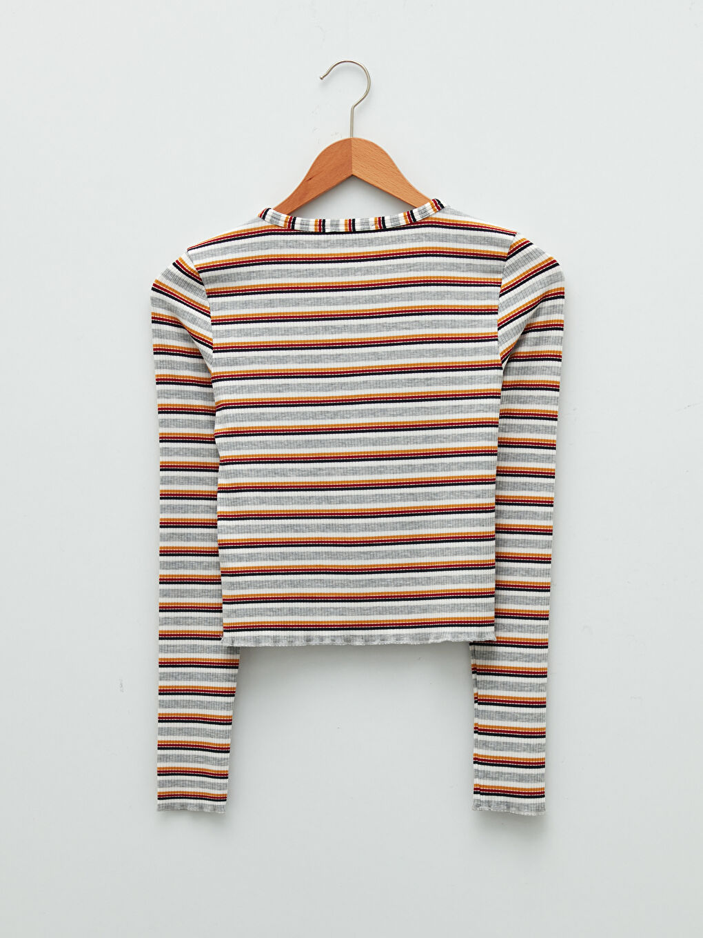 Bisiklet Yaka Çizgili Uzun Kollu Kadın Kazak-5