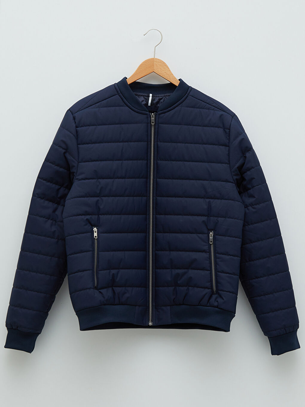 Lacivert Standart Kalıp Kolej Yaka Erkek Şişme Mont-7