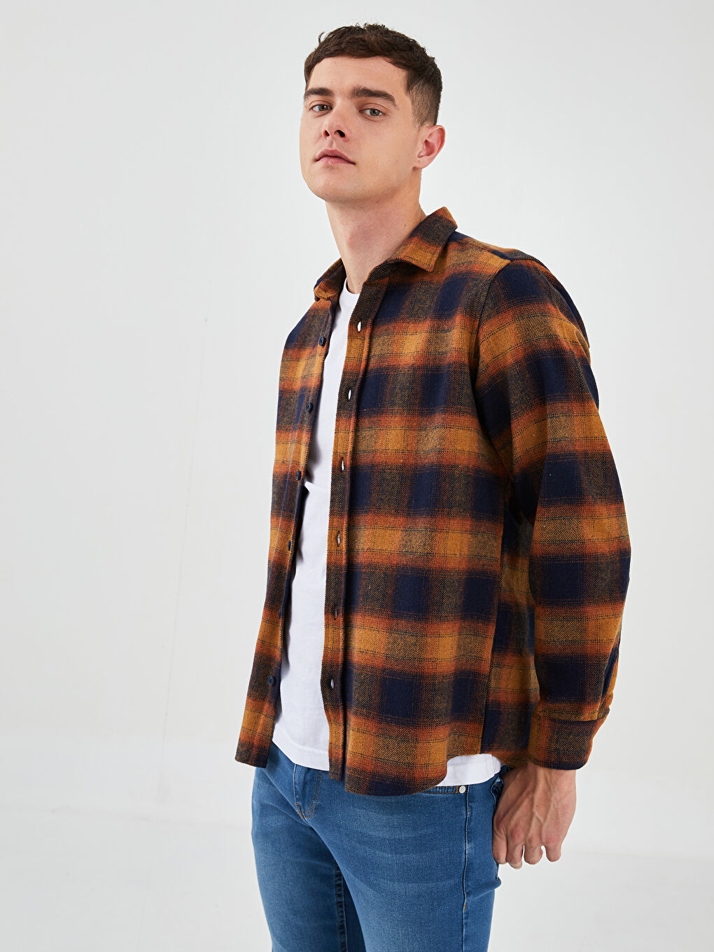 Regular Fit Long Sleeve Plaid Men's Flannel Shirt-1