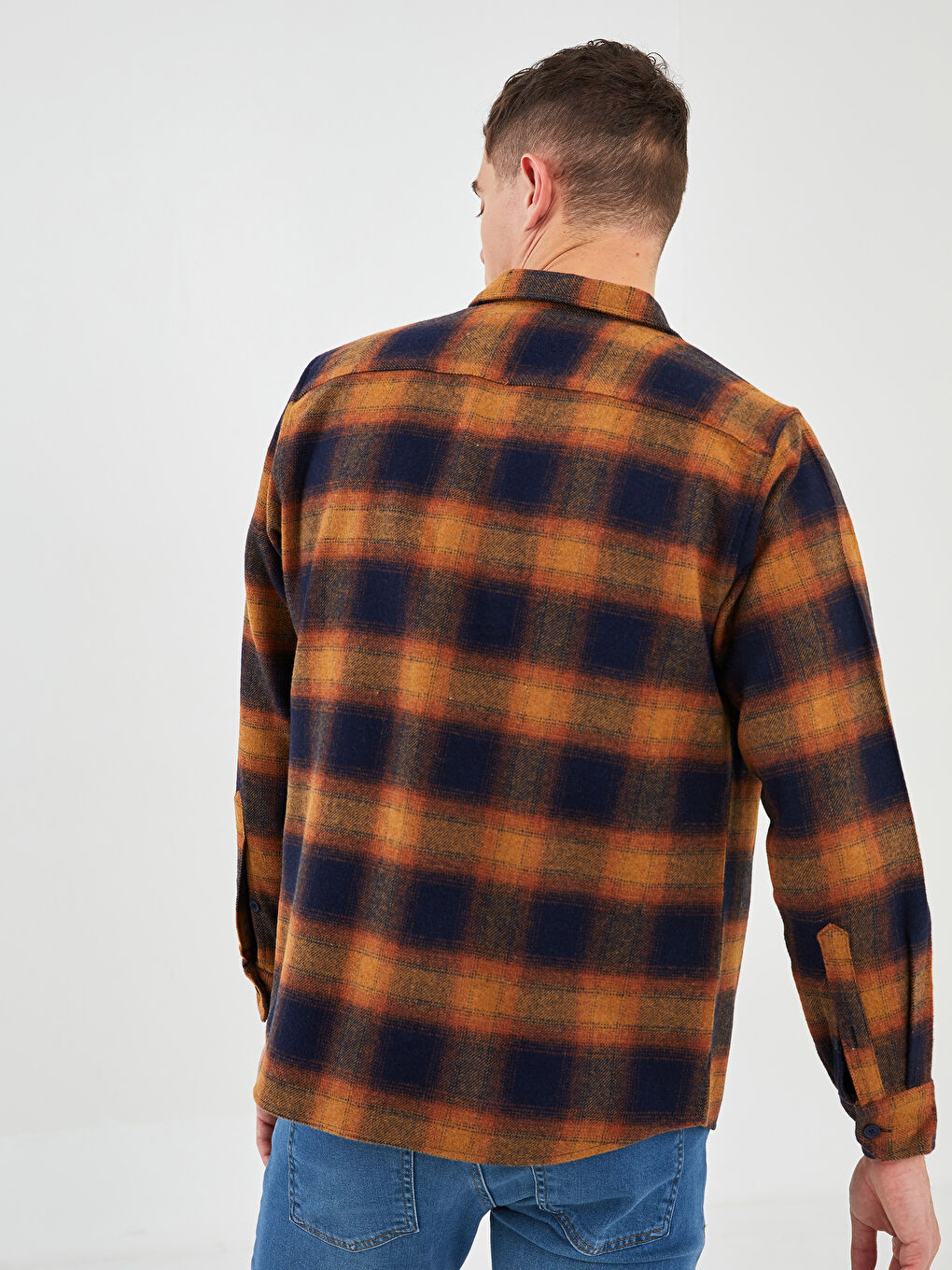 Regular Fit Long Sleeve Plaid Men's Flannel Shirt-4