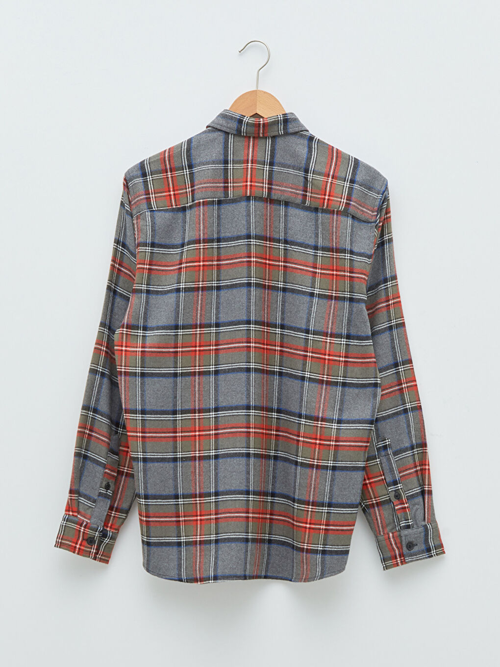 Chemise en flanelle à carreaux à manches longues coupe régulière pour hommes-7